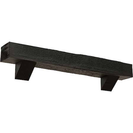 Kit W/ Breckinridge Corbels, Burnished Cedar, 6H X10Dx60W Rough Sawn Faux Wood Fireplace ManteL